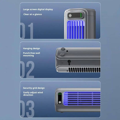 Portable Air Conditioner Cooler, Desktop & Wall Mount Non Drilling Circulating Fan AC Unit, 2000mAh Battery, 3 Speed Adjustable Quiet Cooling