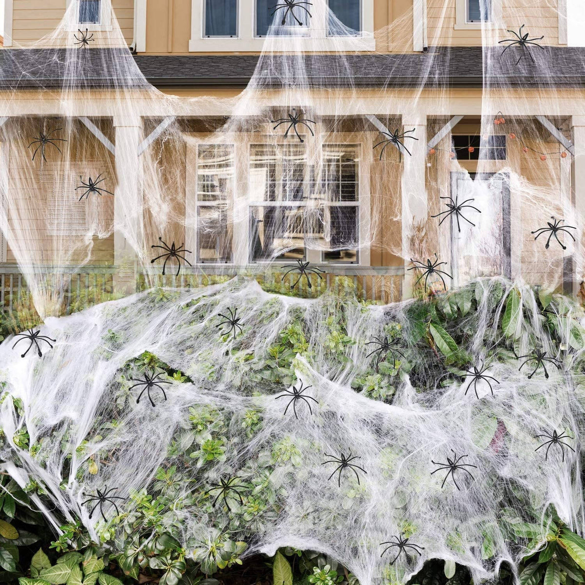 1400 SQFT Halloween Spider Webs, Super Stretchy Cobwebs with 150 Fake Spiders for Indoor and Outdoor Halloween Decor
