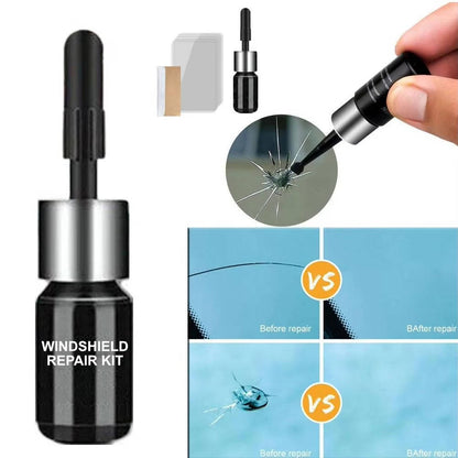 Glass Crack Repair Kit with Adhesive Formula and Curing Strip for 12in Damage
