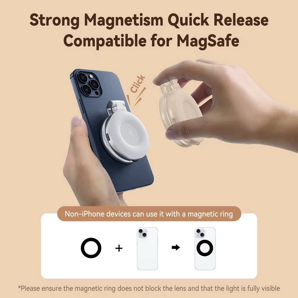 Phone Camera Grip Magnetic with Bluetooth Shutter, DSLR Style Handle, 1/4 Tripod Mount, Iphone Android, Vlogging