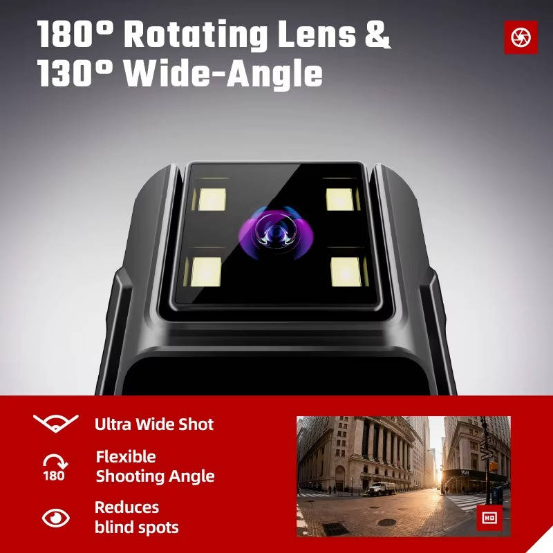 Compact 1080P HD Body Camera with 180° Rotatable Lens, Portable Wearable Video Recorder with Night Vision, Motion Detection & Wide Angle Recording