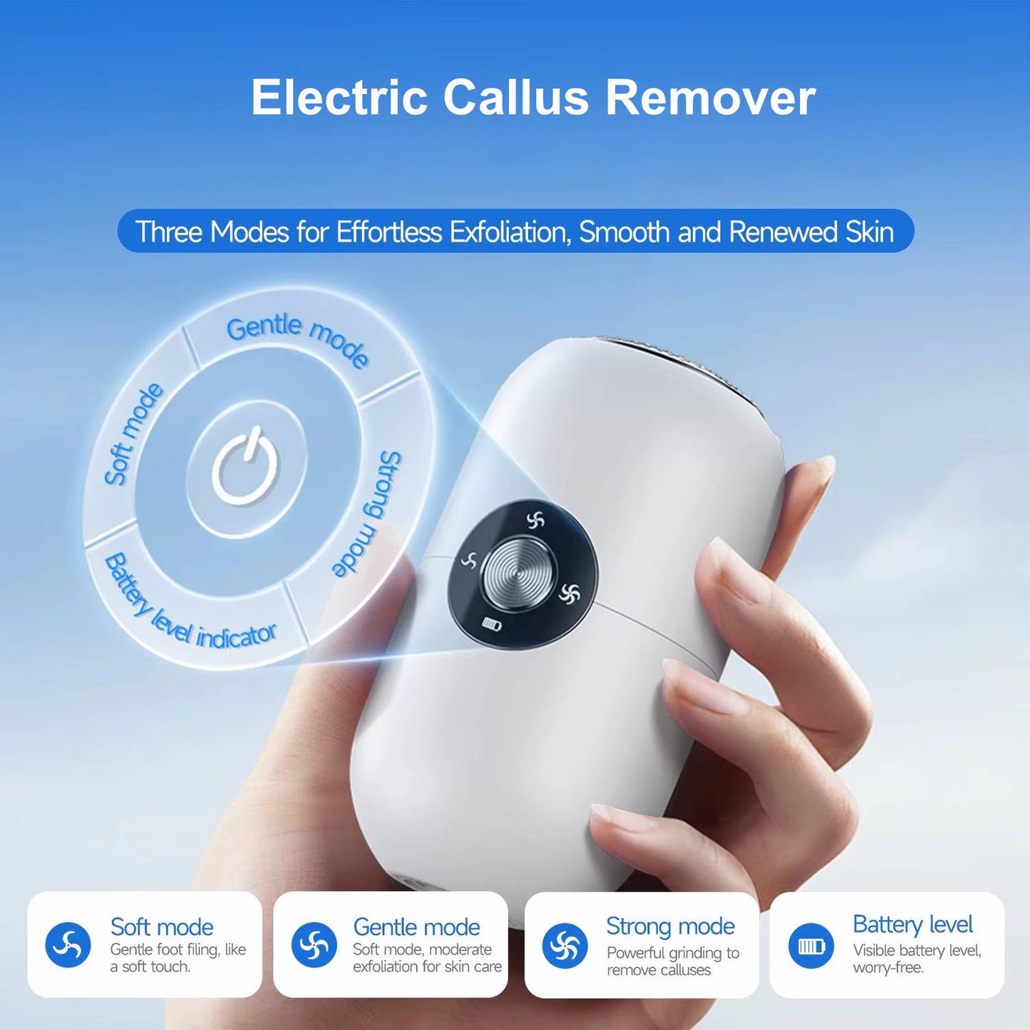 Electric Callus Remover, Rechargeable, Foot File Pedicure Tool, Adjustable Speed, Usb, Portable