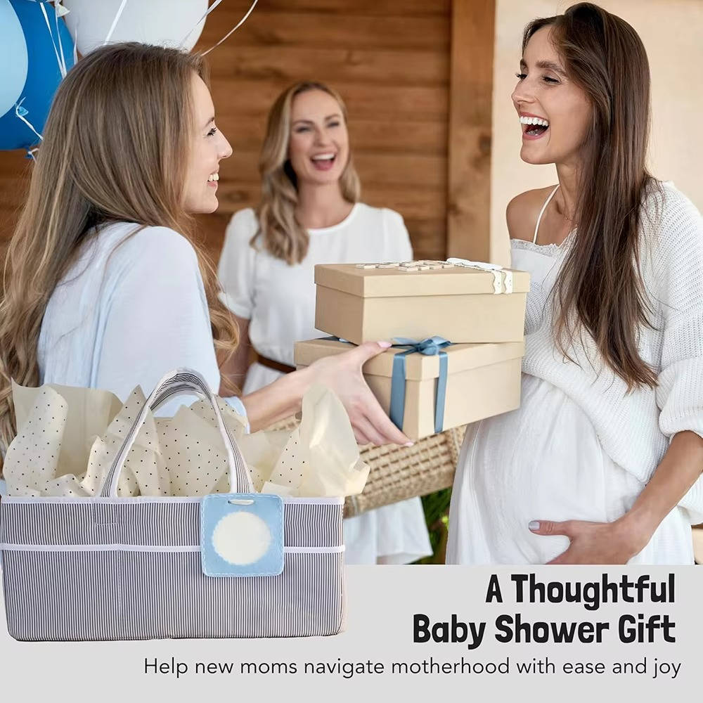 Large Baby Diaper Caddy Organizer Tote Bag, Nursery Storage Basket & Portable Car Caddy For Newborn