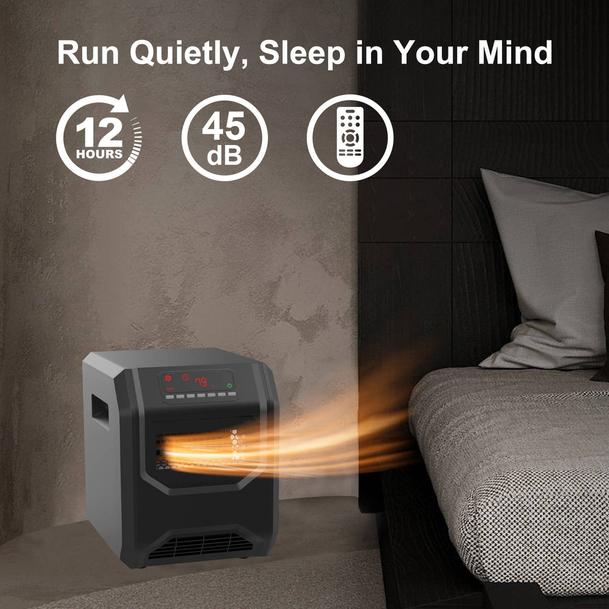 1500W Infrared Space Heater, Electric Indoor Heater for Home, Office & Bedroom