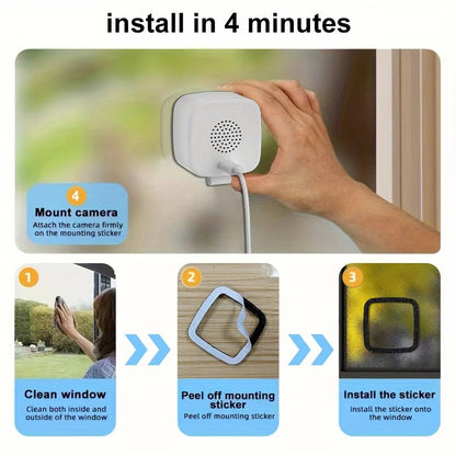 1080P Wifi Window Camera, Indoor Home Security Baby Monitor Camera, Night Vision, Two Way Audio, 32G