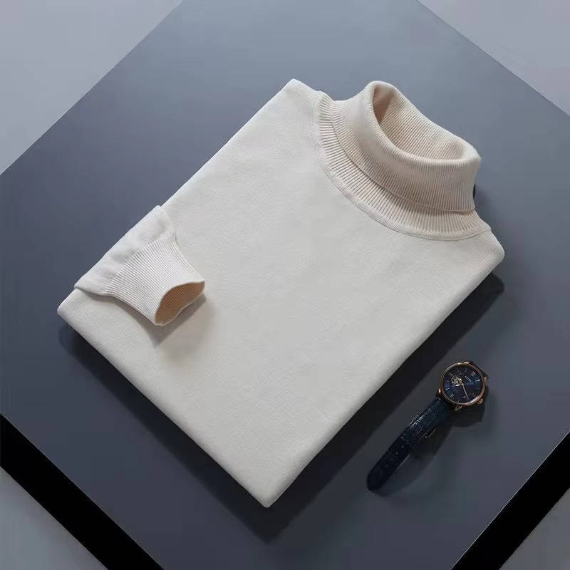 Mens Cashmere Turtleneck Sweater with Slim Fit and Ribbed Cuffs