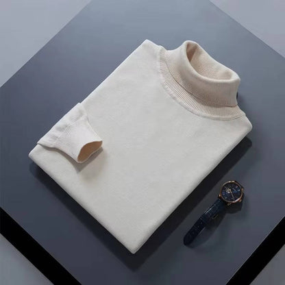 Mens Cashmere Turtleneck Sweater with Slim Fit and Ribbed Cuffs