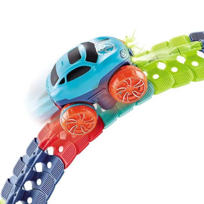 Flexible Glow Race Track Set with LED Lights and Swappable Car Bodies