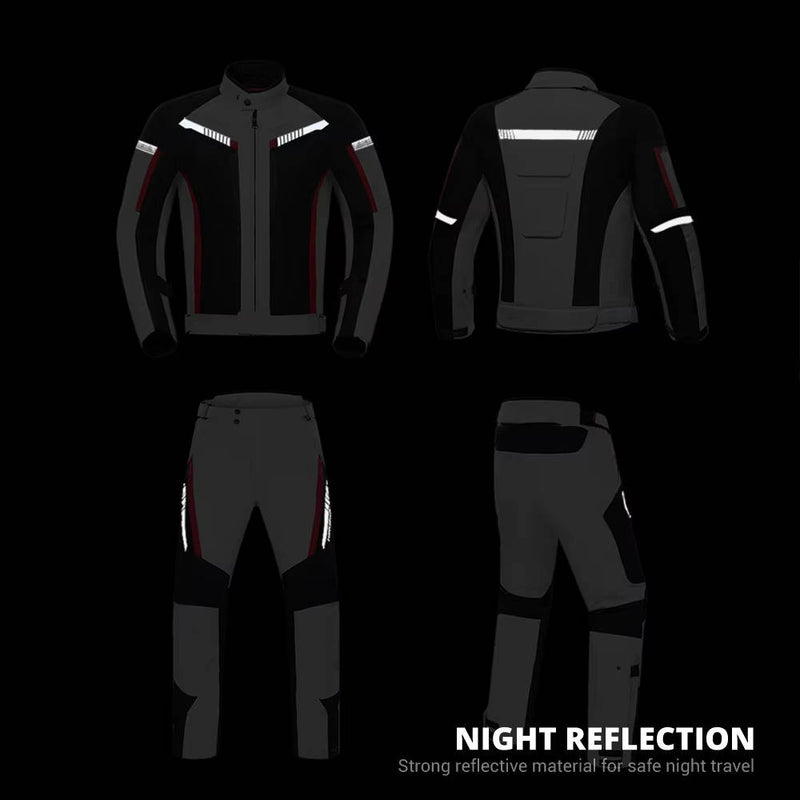 Motorcycle Jacket and Pants Protective Gear with Removable Armor and Thermal Liner
