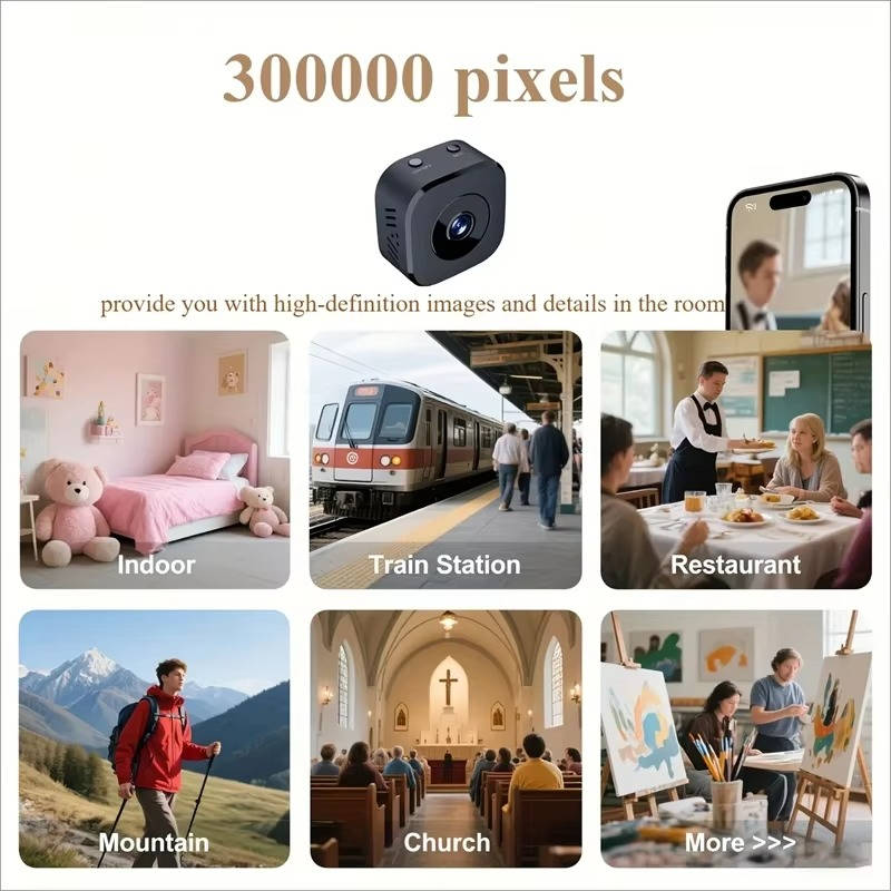 Wireless Mini 4K Wi-Fi Indoor Security Camera With Night Vision Motion Detection, Two Way Audio