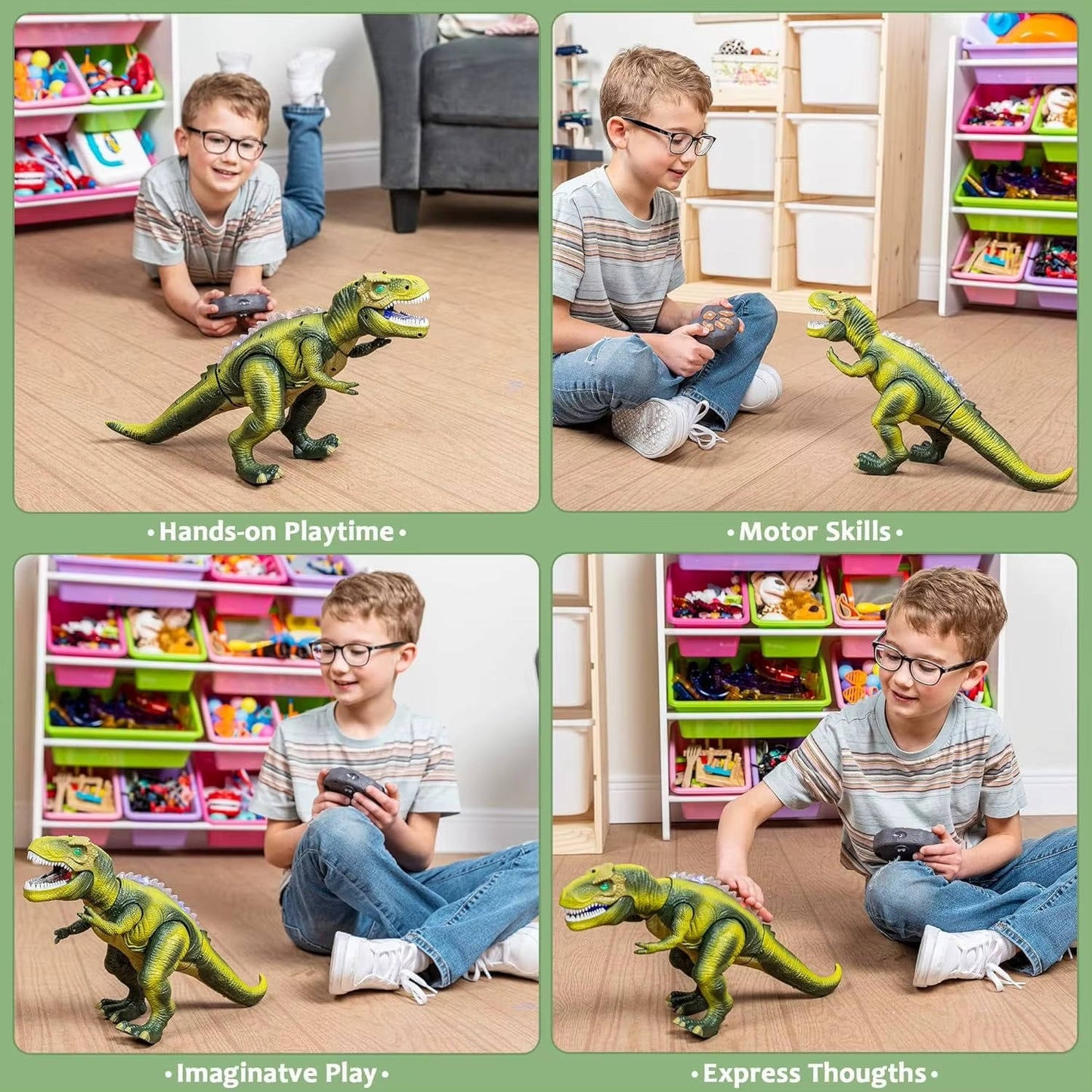 Remote Control T Rex Dinosaur Toy with Mist Spray & Roaring Sounds, Large Rc Dino with Led Lights