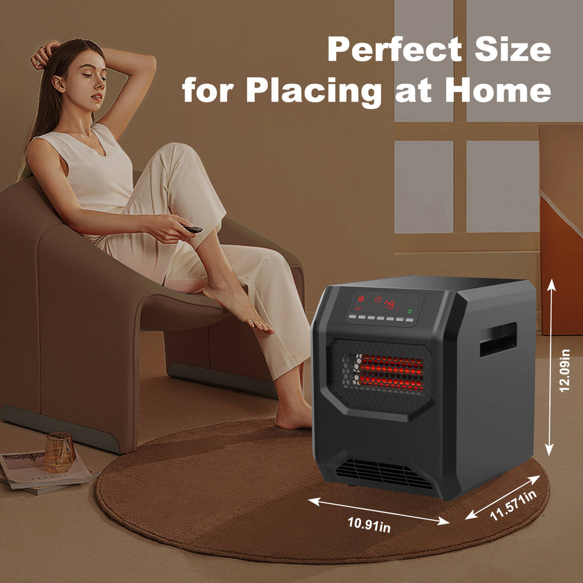 1500W Infrared Space Heater, Electric Indoor Heater for Home, Office & Bedroom