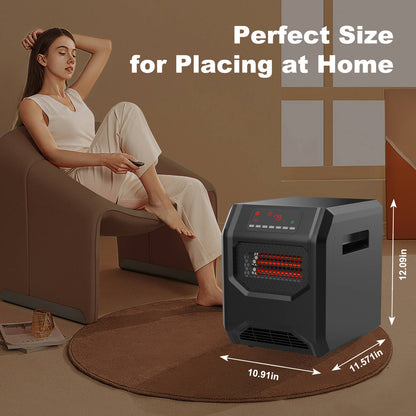 1500W Infrared Space Heater, Electric Indoor Heater for Home, Office & Bedroom