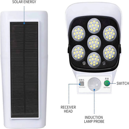 2000 Lumens Solar Motion Sensor Light Outdoor, 77 LED Security Floodlight, Wireless, 3 Modes, Waterproof, IP65