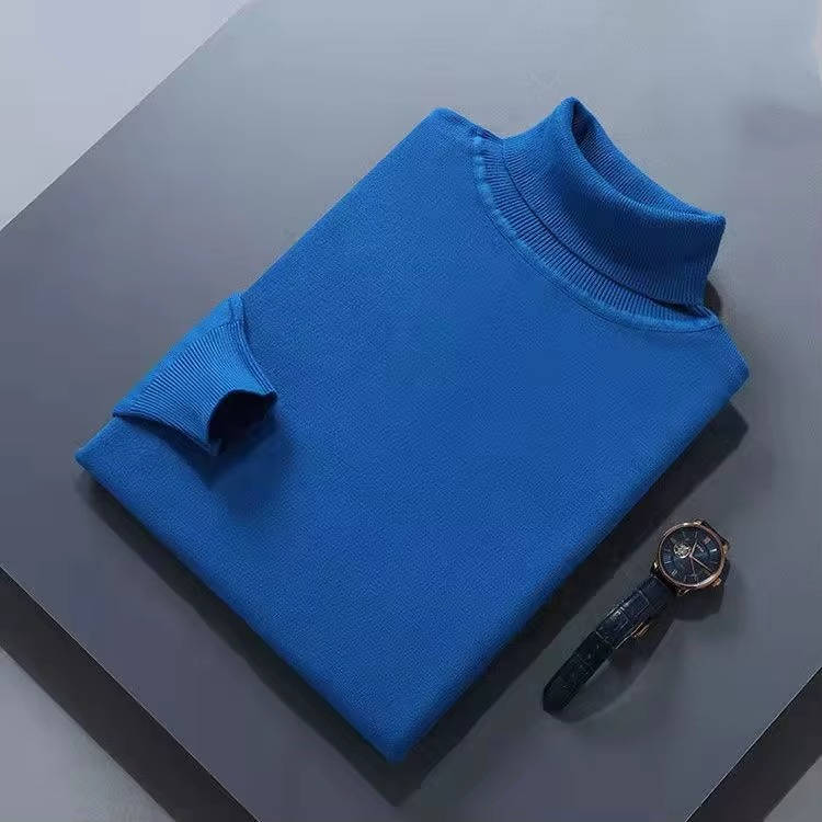 Mens Cashmere Turtleneck Sweater with Slim Fit and Ribbed Cuffs