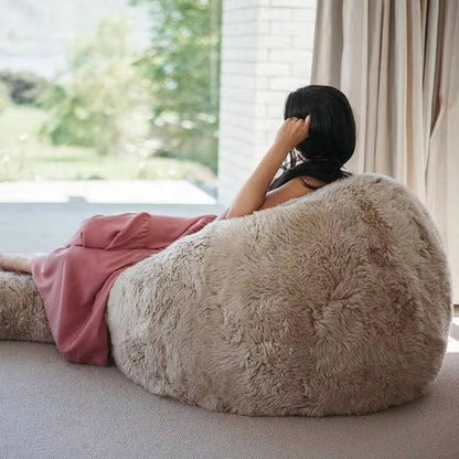 Ultra Soft Fluffy Faux Fur Bean Bag Cover, Luxurious Unfilled Pouf and Footrest for Kids and Adults, Cozy Corner Seating
