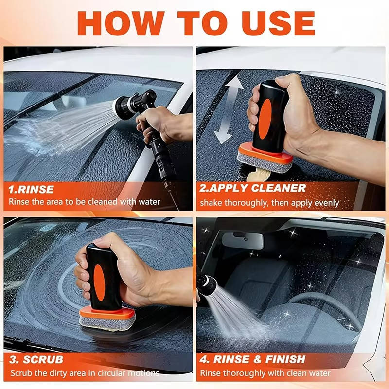 Handheld Glass Emulsion Oil Film Remover for Car Windshield & Rearview Mirror, Auto Glass Cleaner for Front Side