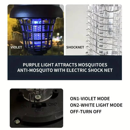 4 Pack Solar Bug Zapper & Mosquito Trap Lamp for Patios, Backyards & Outdoor Comfort, Gnats, Flies, Insects