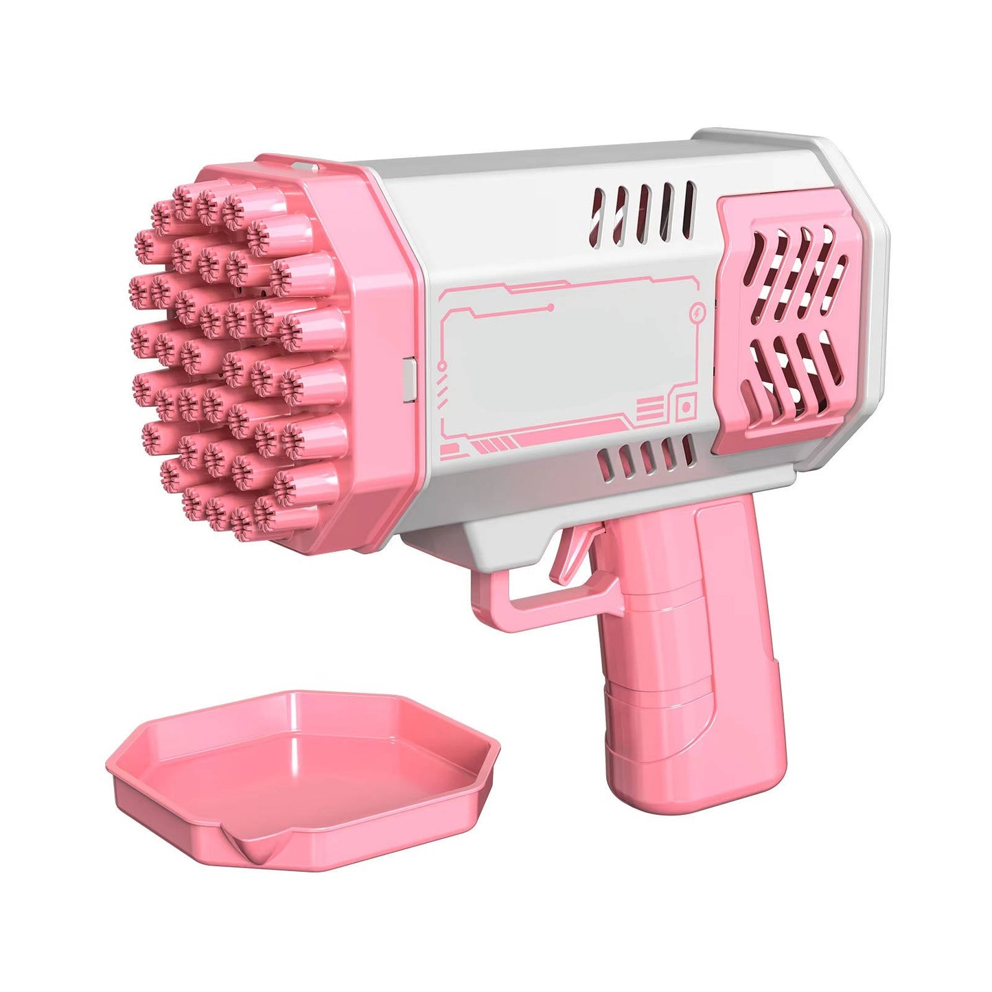 40 Hole Automatic Bubble Gun with LED Lights, Gatling Style Bubble Blower Toy for Kids 3+, Outdoor Party Play