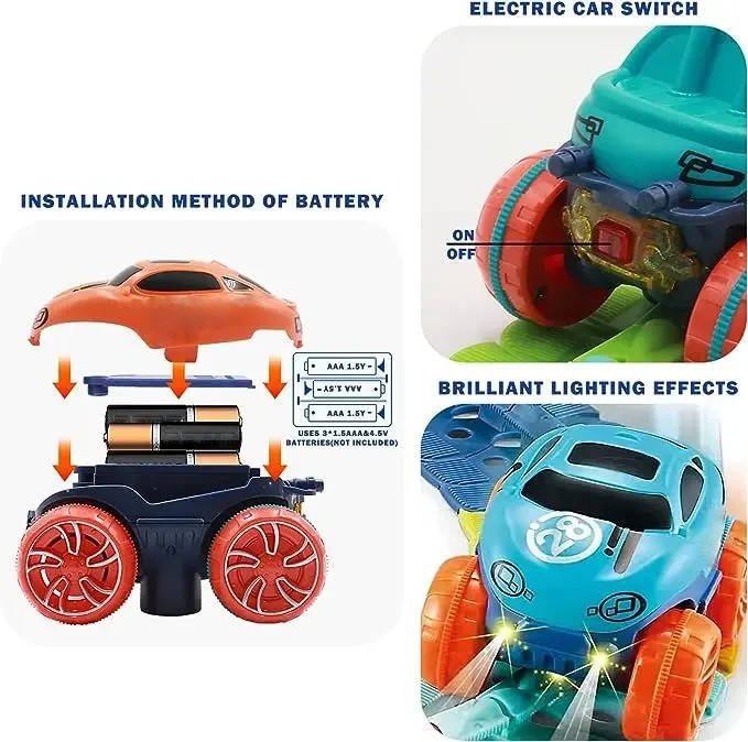 Flexible Glow Race Track Set with LED Lights and Swappable Car Bodies