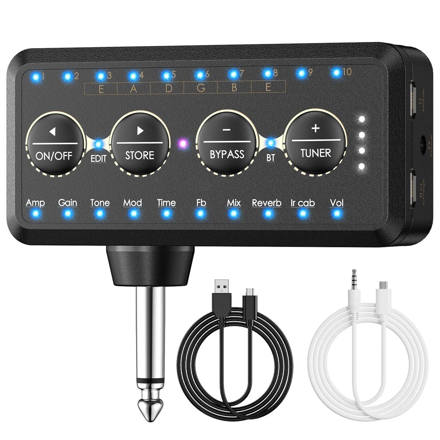 Guitar Plug In Headphone Amp Mini Portable Amplifier for Acoustic Bass Practice
