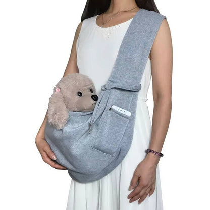 Small Dog Sling Carrier with Adjustable Shoulder Strap and Harness Clips
