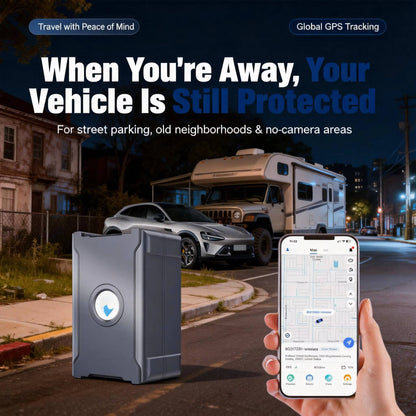 Hidden Wireless GPS Tracker, Global Real Time Car Locator with IoT SIM, Vibration Alarm & Geo Fence, Long Life Anti Theft Device