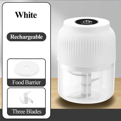 Electric Garlic Chopper, 300ML Portable Food Processor with 4 Sharp Blades, Cordless Vegetable Onion Meat Grinder