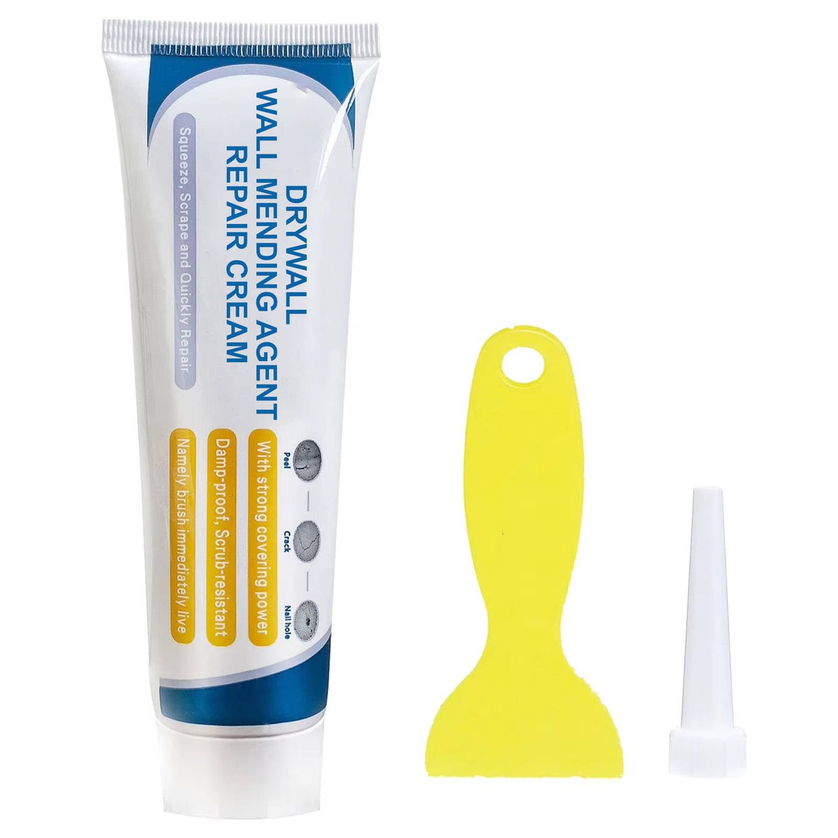 Drywall Patch Repair Cream Kit with Scraper and Nozzle for Wall Holes and Scratches