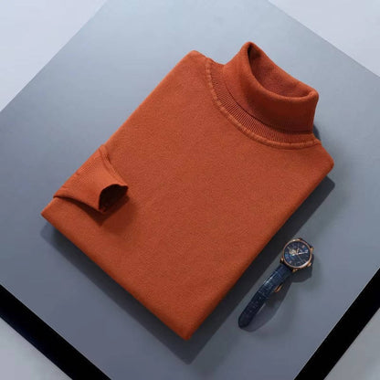 Mens Cashmere Turtleneck Sweater with Slim Fit and Ribbed Cuffs