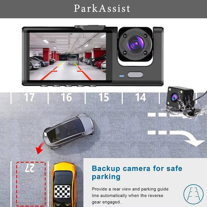 Car Dashcam Front and Rear with 2 Inch Display Screen, High Resolution, Parking Monitor