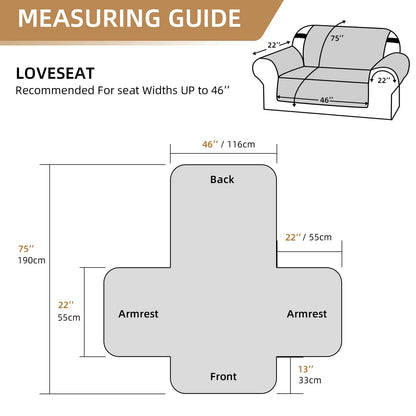 Reversible Sofa Cover for 3 Cushion Couch, Water Resistant Pet Protector with Elastic Straps