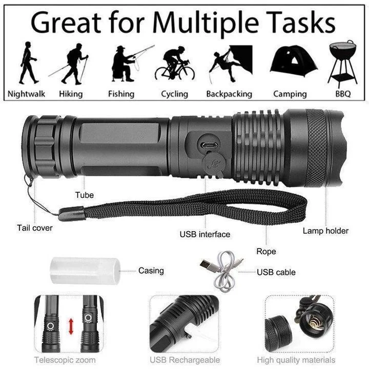 90,000 Lumens Powerful Flashlight
