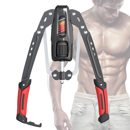 Hydraulic Arm Trainer with Counter, 22 to 440Lbs Adjustable Resistance, Foldable Upper Body Strength Equipment