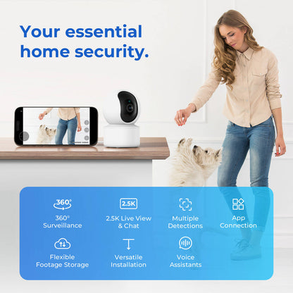 Pet Camera for Cats & Dogs, Indoor Security Camera with Wide Angle View