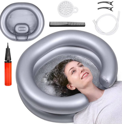 Portable Inflatable Shampoo Basin with Neck Support for Home Hair Washing