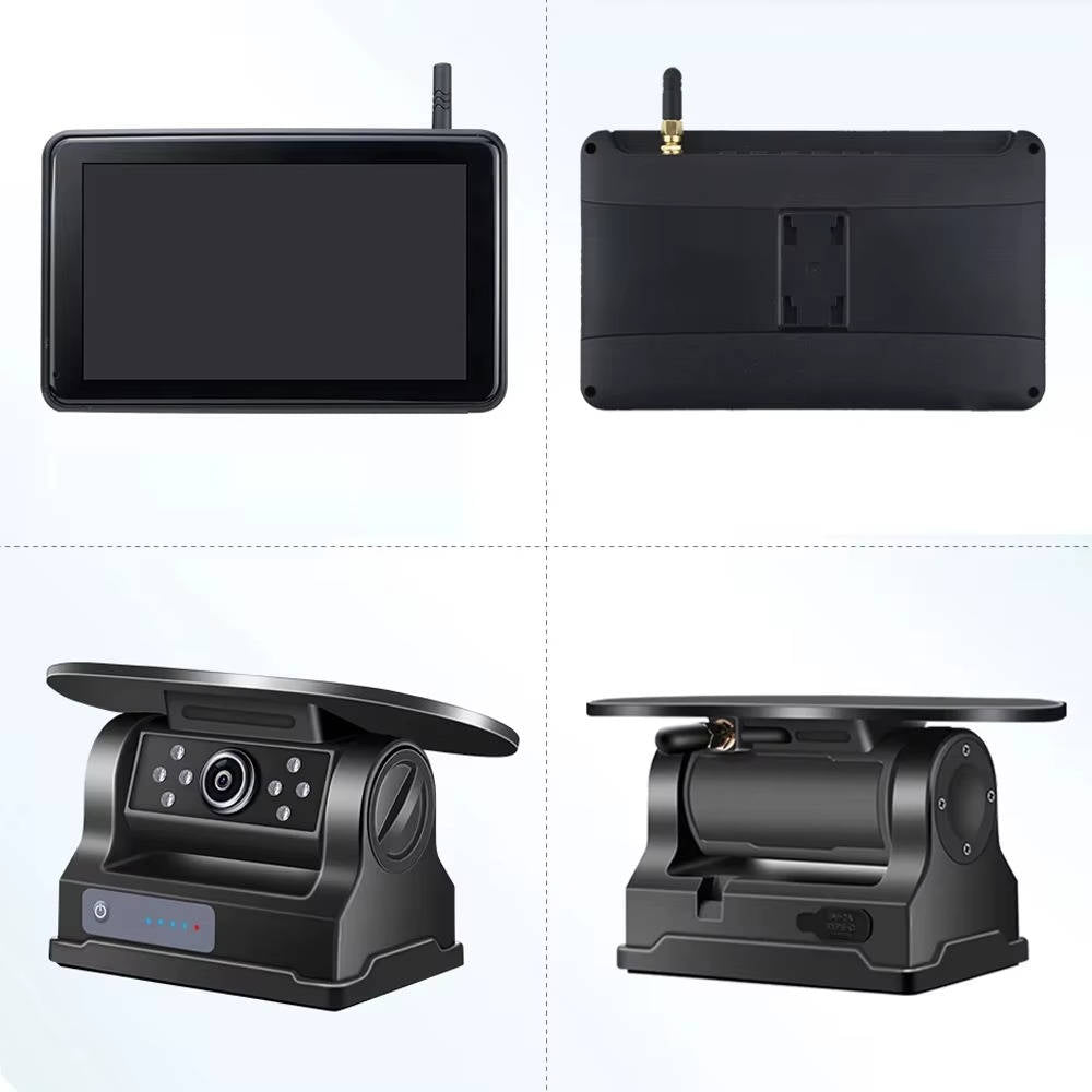 Wireless Solar Backup Camera Kit, HD 1080P 7'' Monitor for RV Truck Trailer Camper