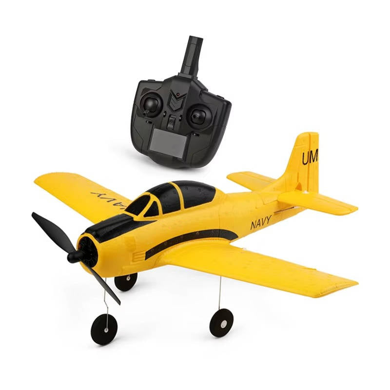 RC Plane 4 Channel 2.4GHz, Easy Fly Trainer with Gyro Stabilizer, 2 Batteries for Beginners & Kids