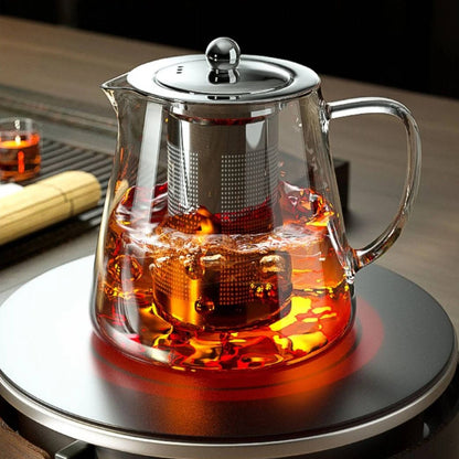 Loose Leaf Tea Brewer with Stainless Steel Mesh Infuser and Borosilicate Glass, 45.6oz