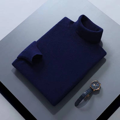 Mens Cashmere Turtleneck Sweater with Slim Fit and Ribbed Cuffs