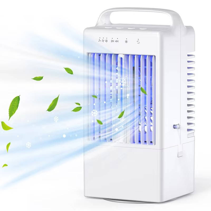 Personal USB Air Cooling Fan, Mini Desktop AC Unit with Colorful Ambient Light, 4 Wind Speeds & Intelligent Timer