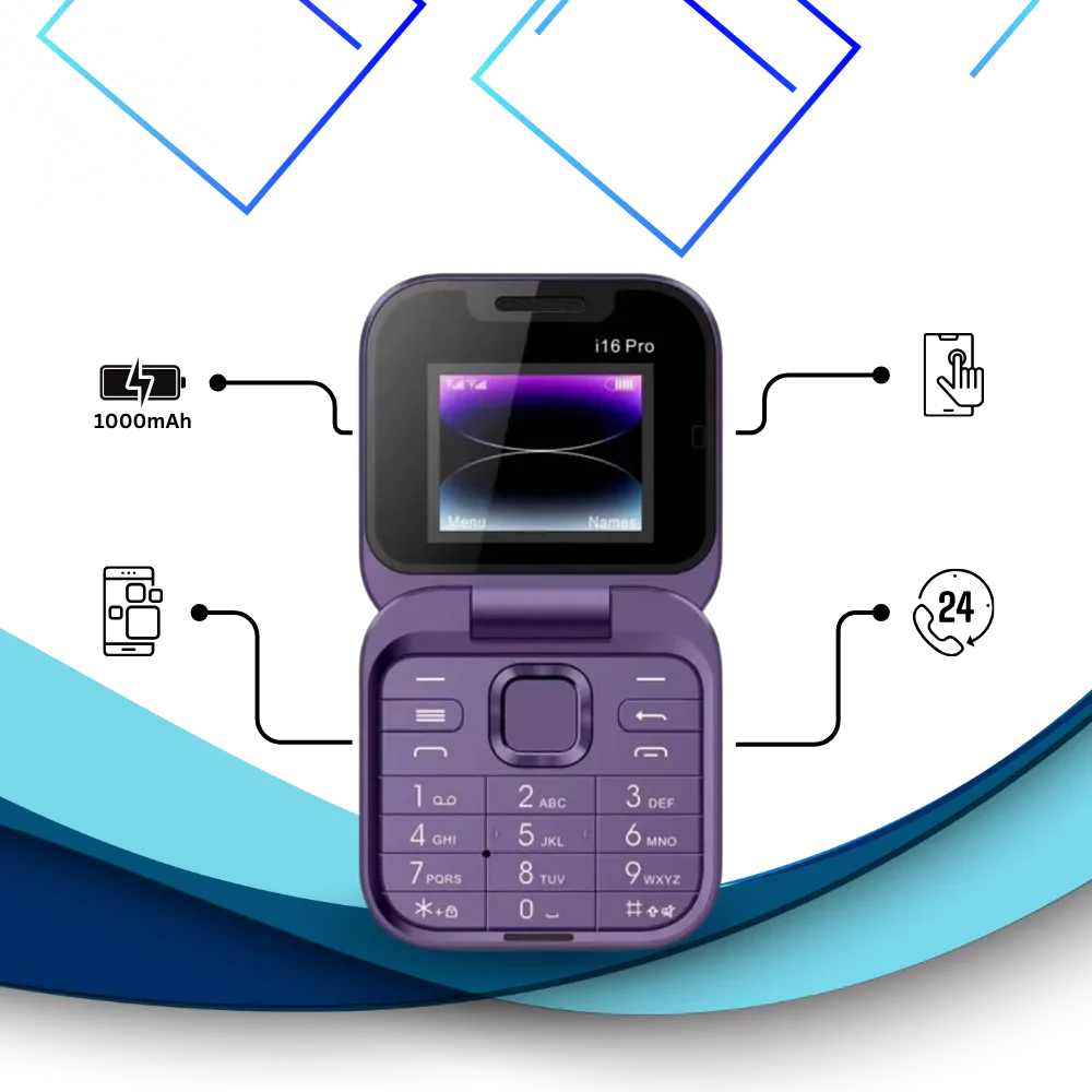 Compact Folding Cell Phone with Dual Nano SIM, Color Display and Rear Camera