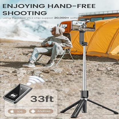 Extendable Selfie Stick with Wireless Remote and Detachable Fill Light