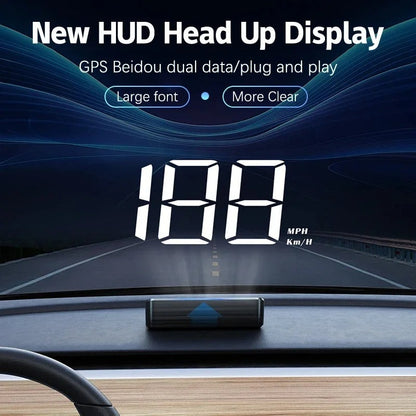 Windshield Heads Up Display with Digital Speedometer and GPS Tracking