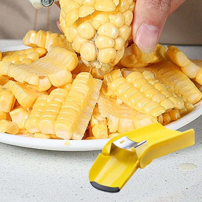 Folding Corn Cob Stripper with Curved Stainless Steel Blade, Non Slip Feet and a Built In Blade Cover