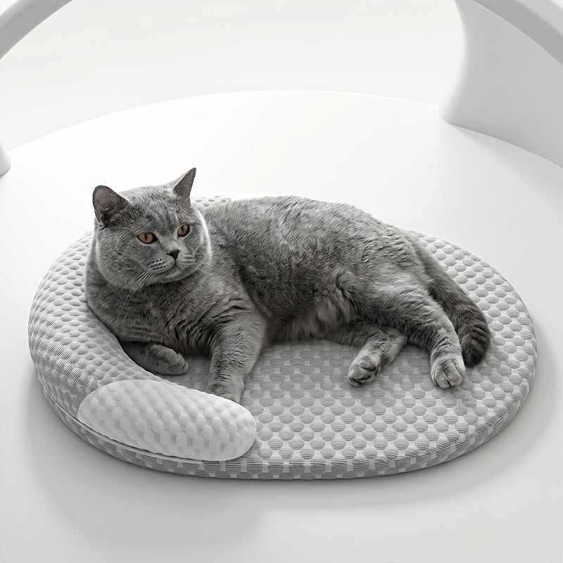Polyester Cat Bed with Raised Edge and Polypropylene Fill, Non-Slip Base