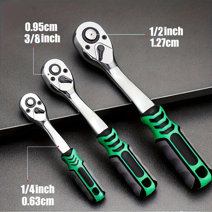 Socket Ratchet Set with 72 Tooth Head and Quick Release, 12 Piece Chrome Vanadium