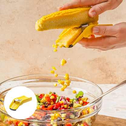Folding Corn Cob Stripper with Curved Stainless Steel Blade, Non Slip Feet and a Built In Blade Cover