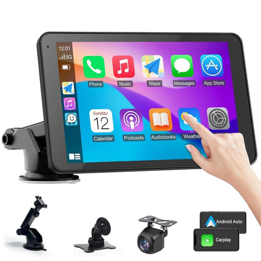 Wireless Carplay Screen Portable, 7 Inch, Touchscreen, Iphone Android Compatible