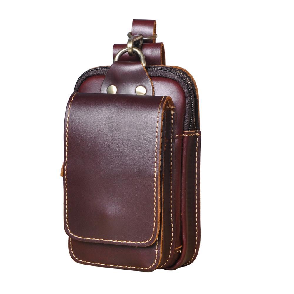 Cowhide Waist Pack with Magnetic Flap and Adjustable Elastic Strap